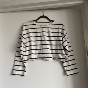 Madewell Striped Long Sleeve Crop Top